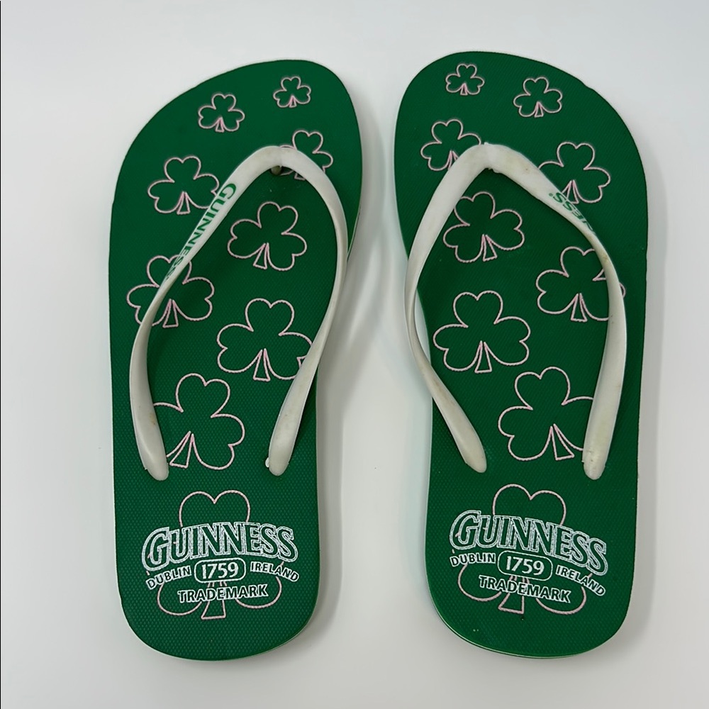 Guinness Green Flip Flops Shamrock Design, St. Patty's Day, Irish, Ireland, Beer